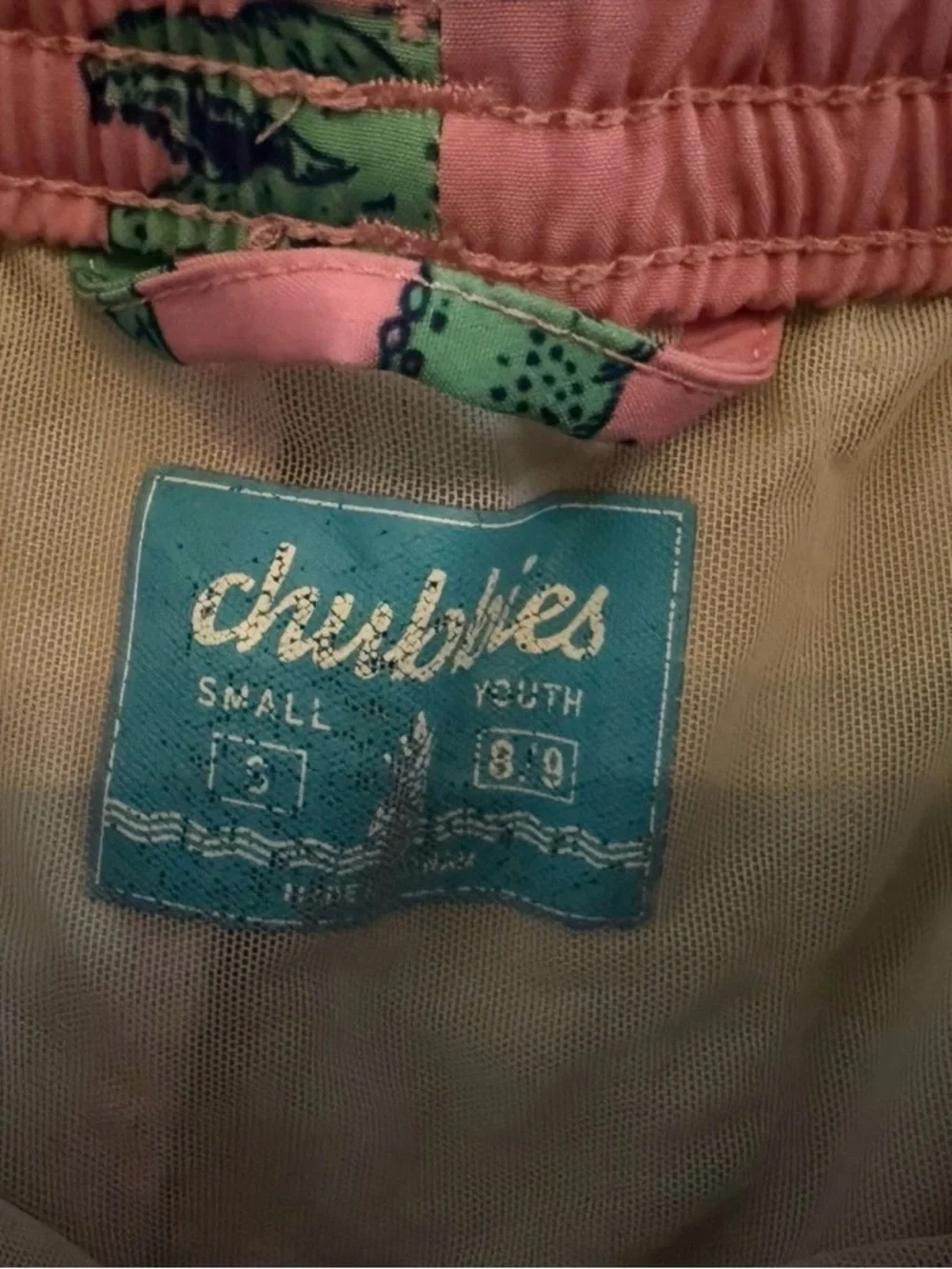 chubbies Pink Swim Trunks with Green Alligator Print